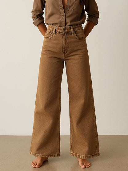 Brown Low Waist Wide Leg Jeans