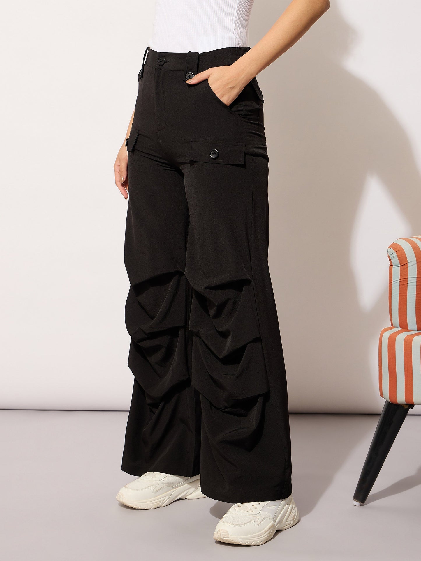 Black Parachute Pintuck Cargos