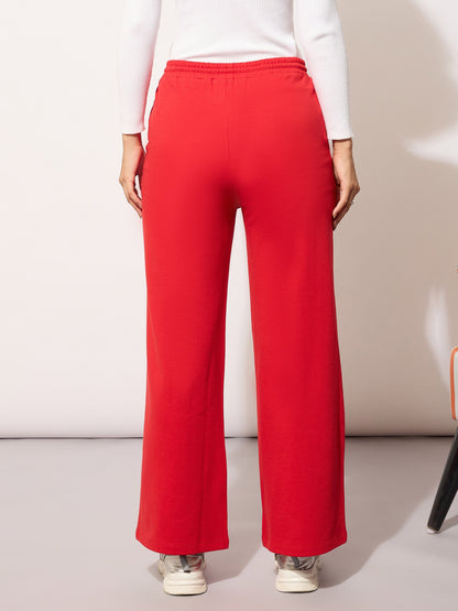 Red Terry LONDON Print Track Pants