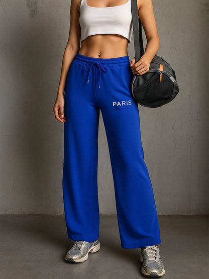 Blue Terry PARIS Print Track Pants