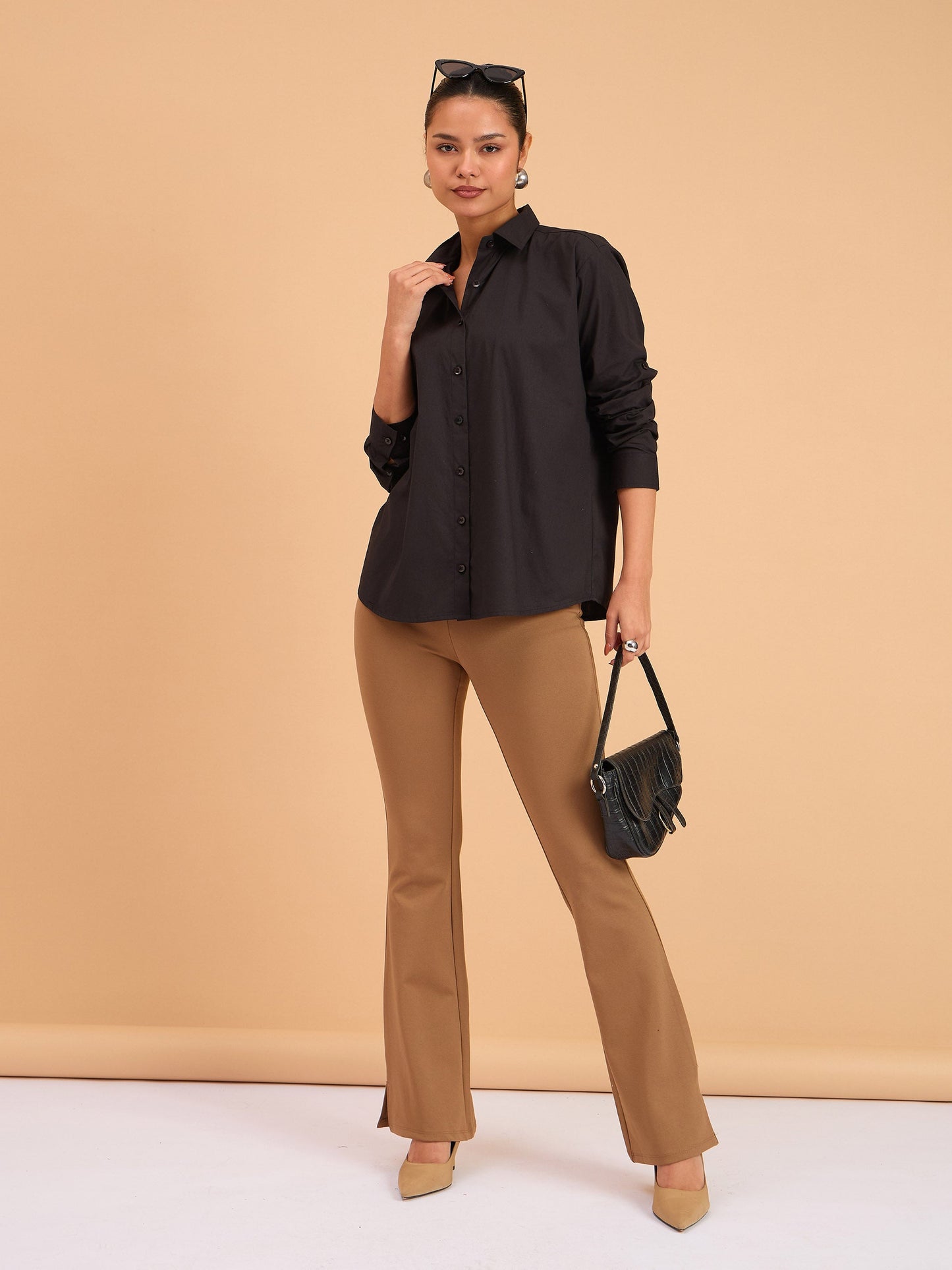Black Poplin Oversized Shirt