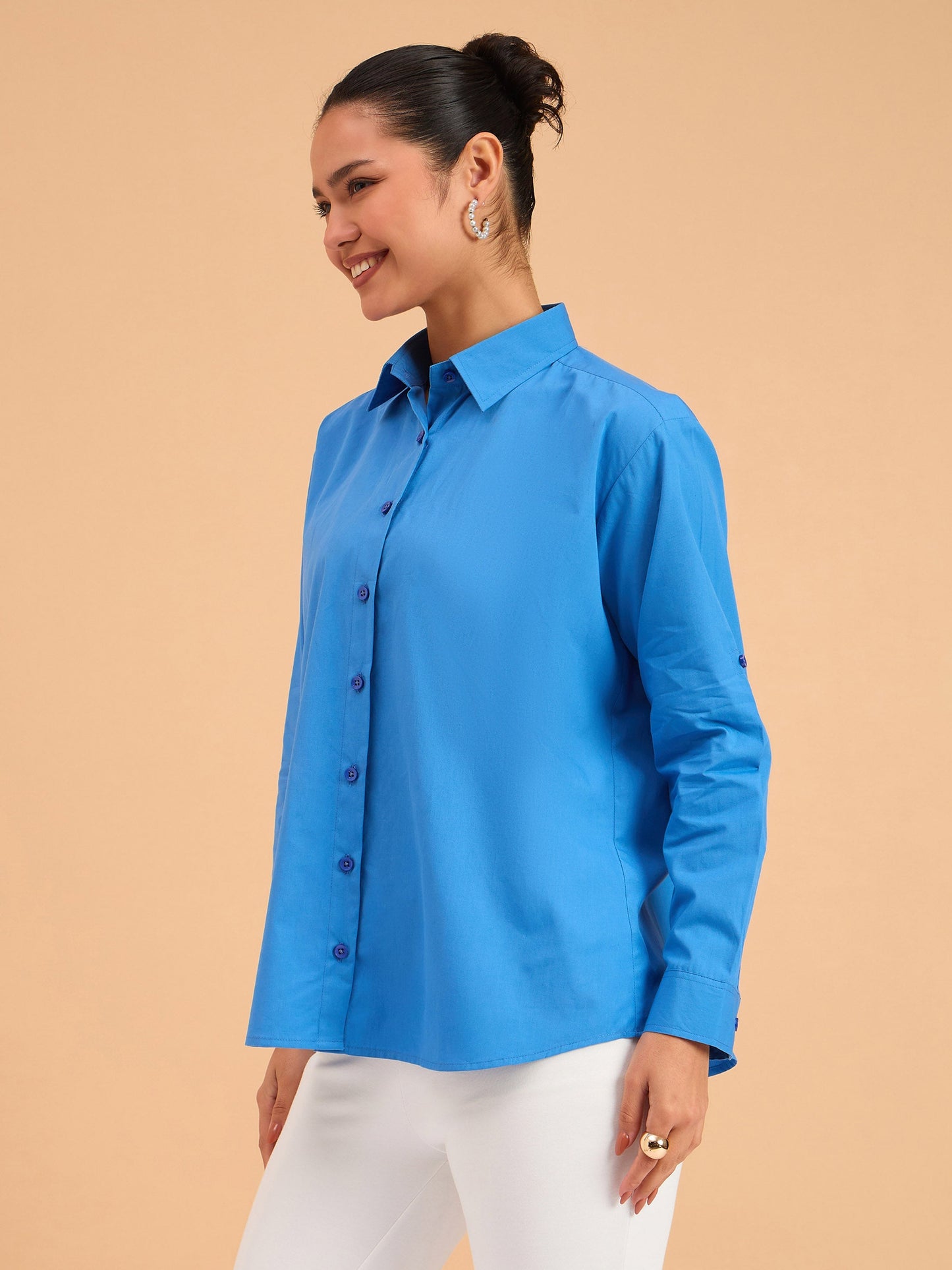 Royal Blue Poplin Oversized Shirt