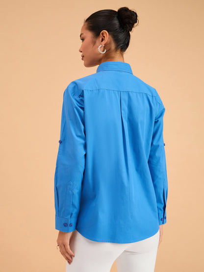 Royal Blue Poplin Oversized Shirt