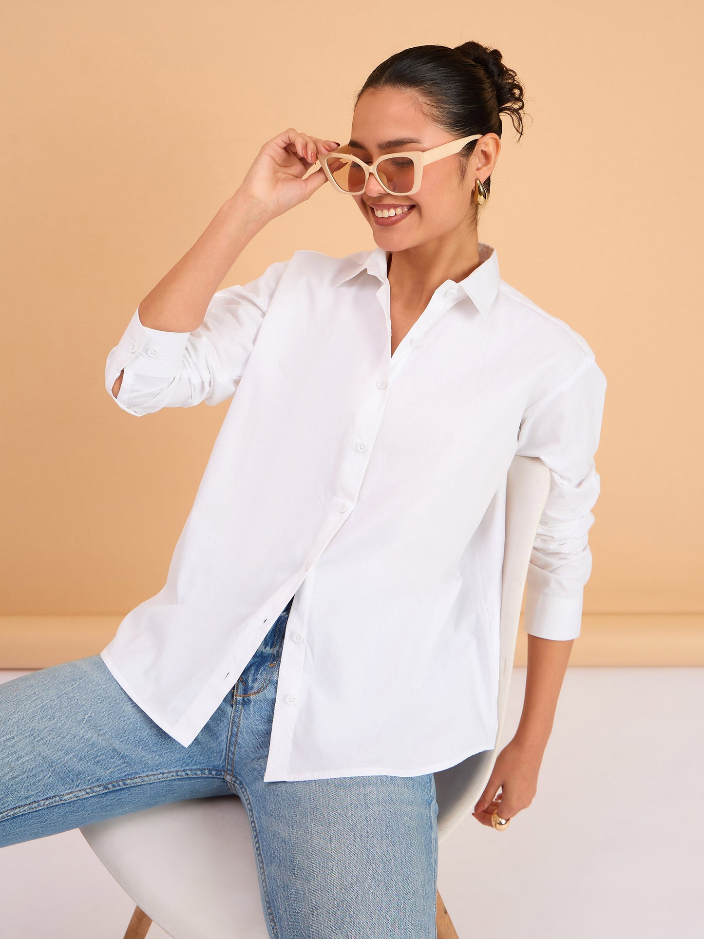 White Poplin Oversized Shirt