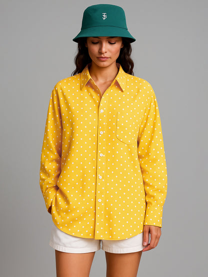 Yellow Pin Polka Dot Oversized Shirt