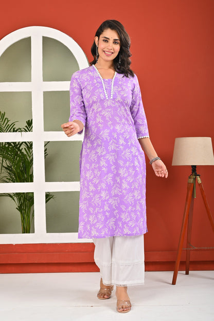 Purple Printed Kurta
