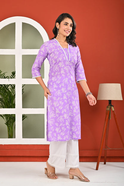 Purple Printed Kurta