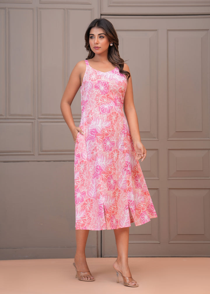 Floral Printed A-Line Midi Dress