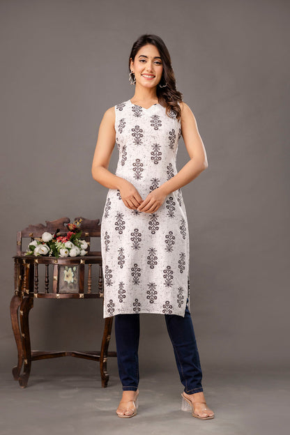 White Printed Kurta