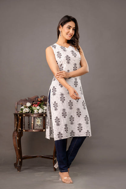 White Printed Kurta