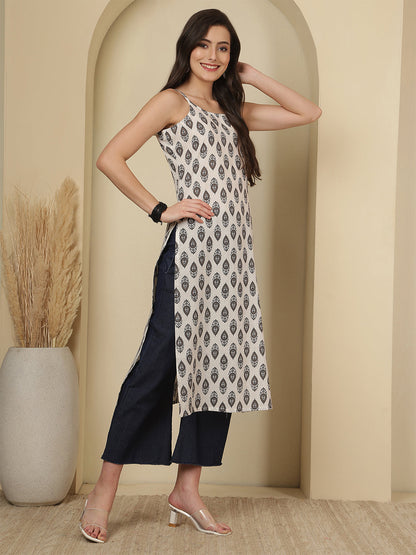 White Printed Kurta