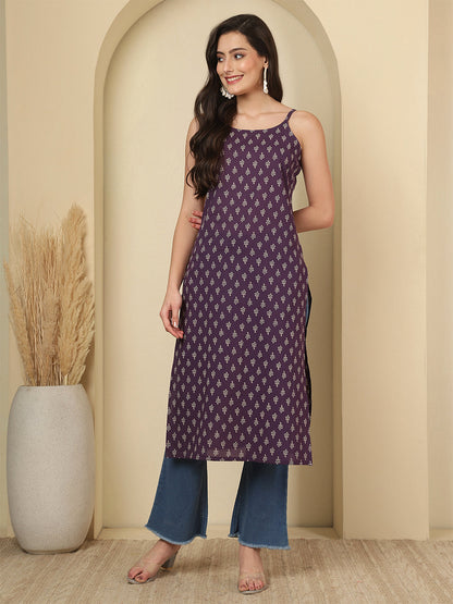Purple Printed Kurta
