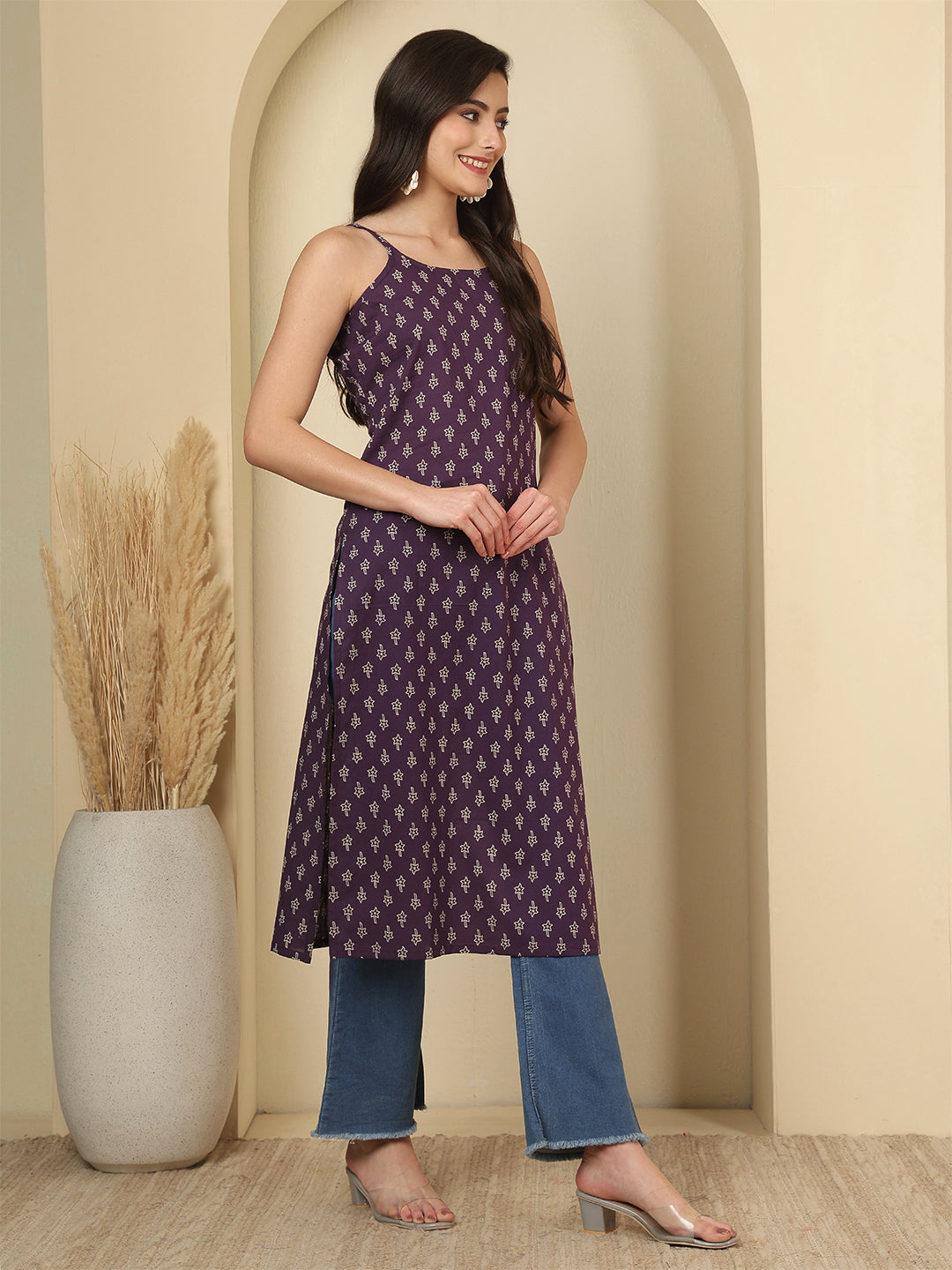Purple Printed Kurta