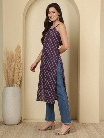 Purple Printed Kurta