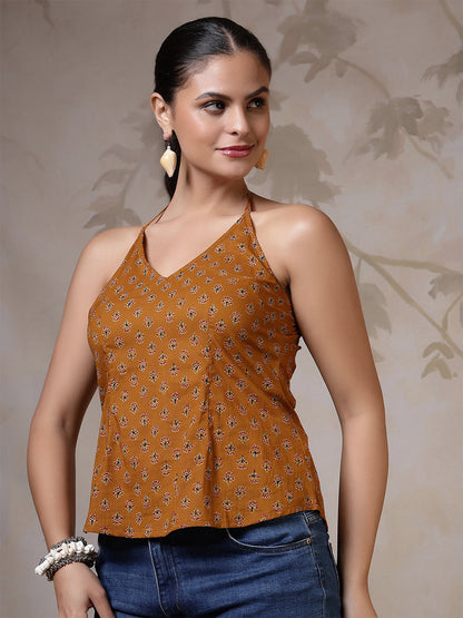 Mustard Printed Top