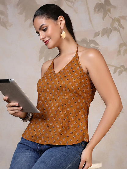 Mustard Printed Top