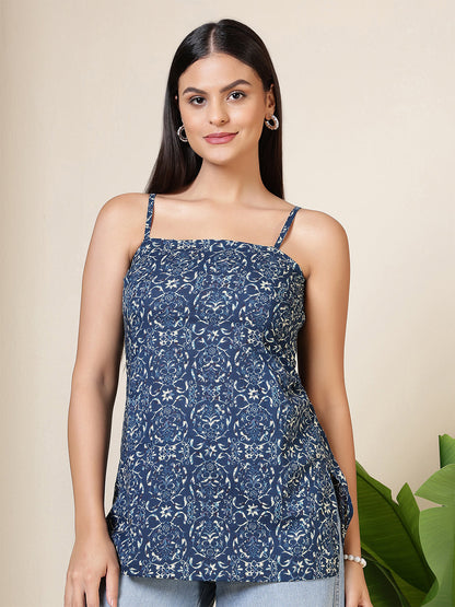 Blue Printed Straight Tunic