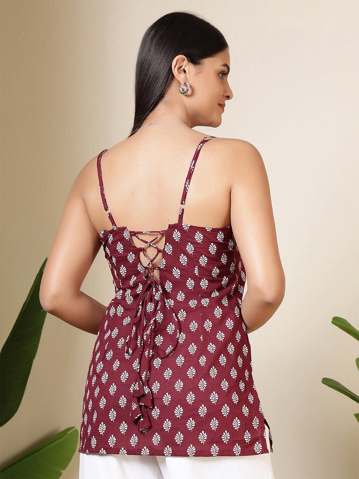 Burgundy Printed Straight Tunic