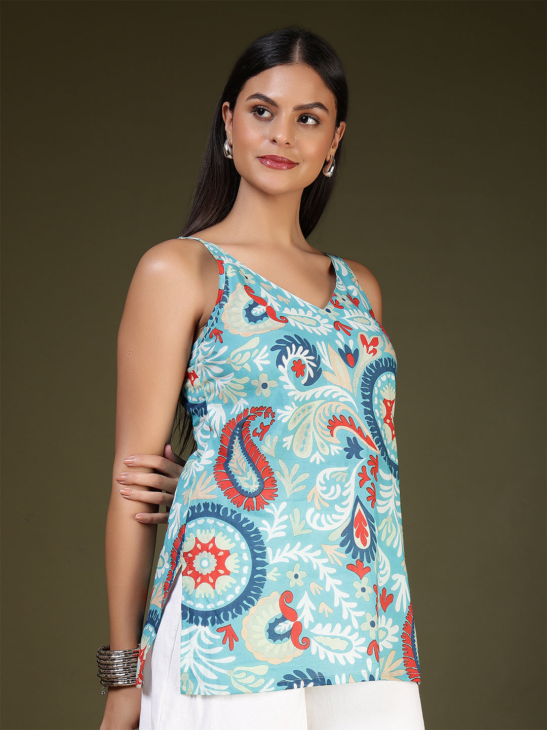 Blue Printed Straight Tunic