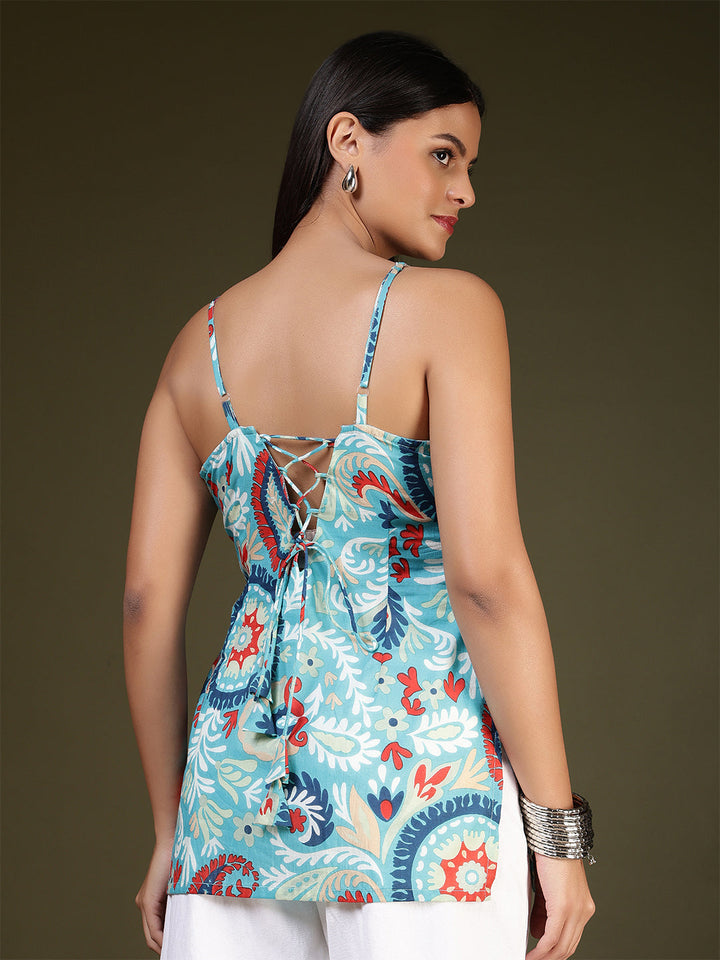 Blue Printed Straight Tunic