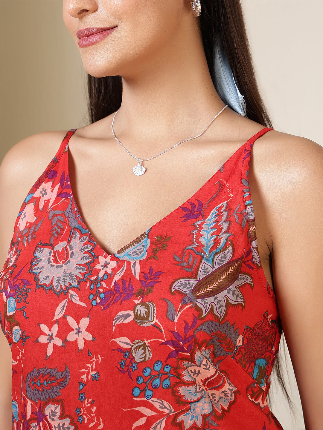 Maroon Printed Straight Tunic