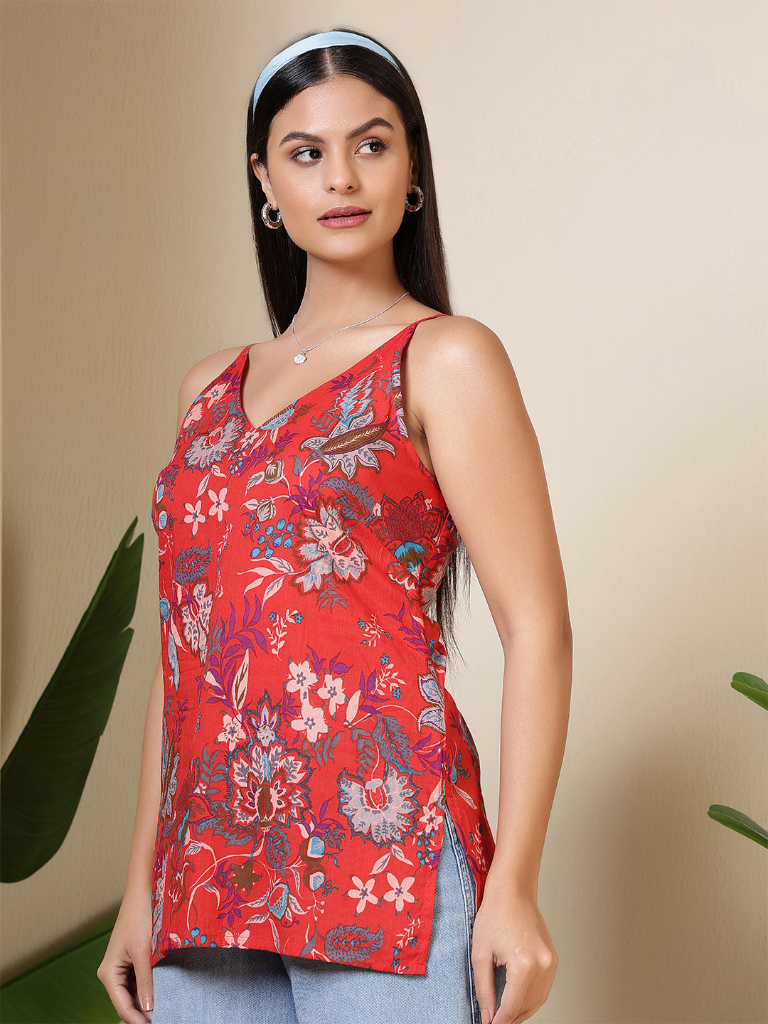 Maroon Printed Straight Tunic