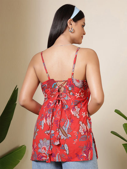 Maroon Printed Straight Tunic