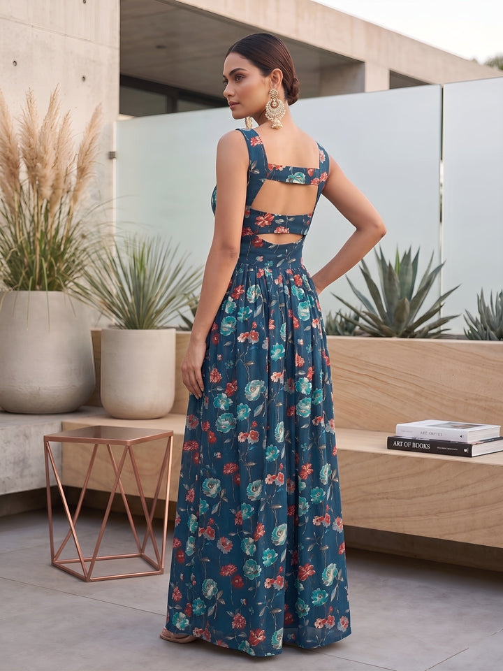 Floral Printed With Stylish Front Design Dress