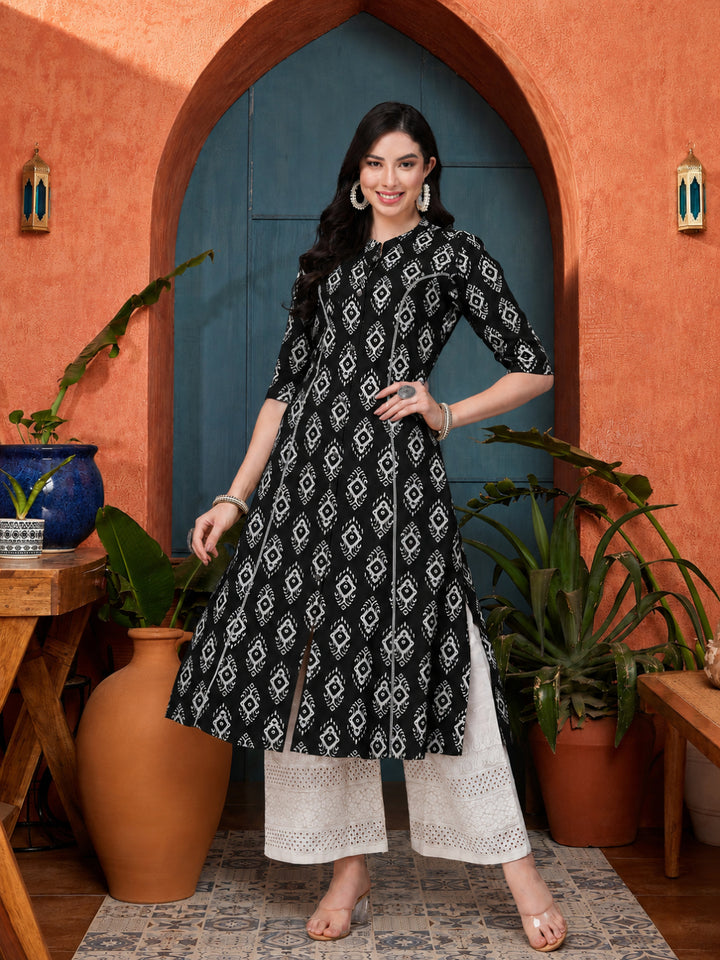Ethnic Printed Rayon A-Line Kurta