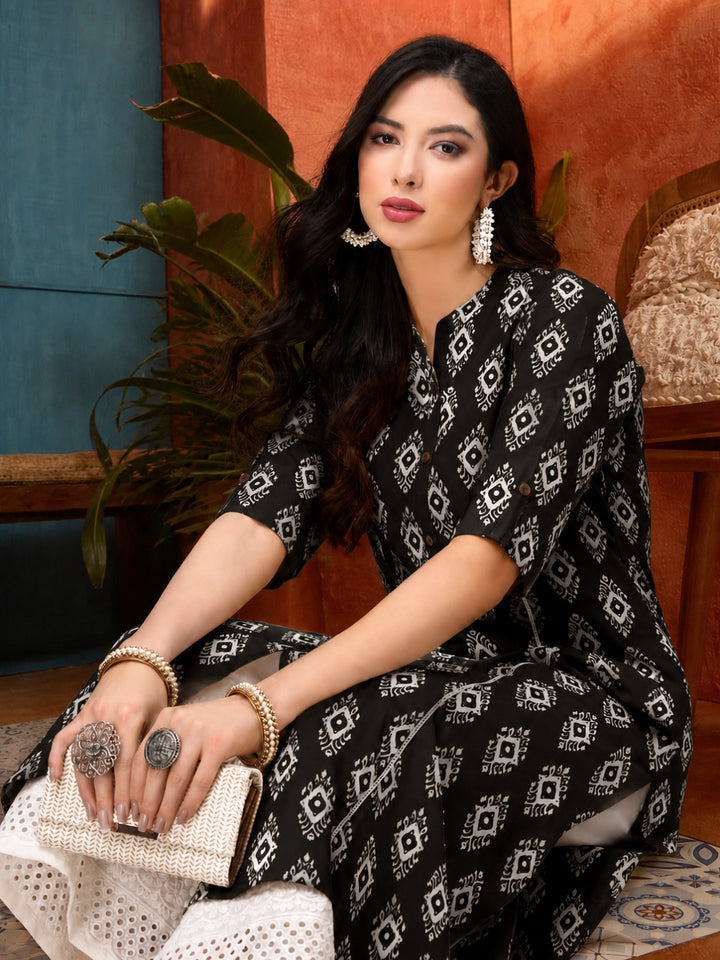 Ethnic Printed Rayon A-Line Kurta