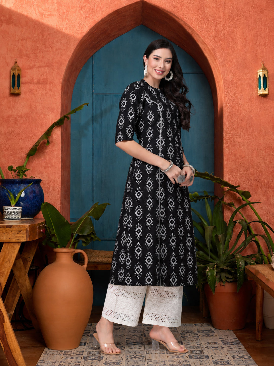 Ethnic Printed Rayon A-Line Kurta