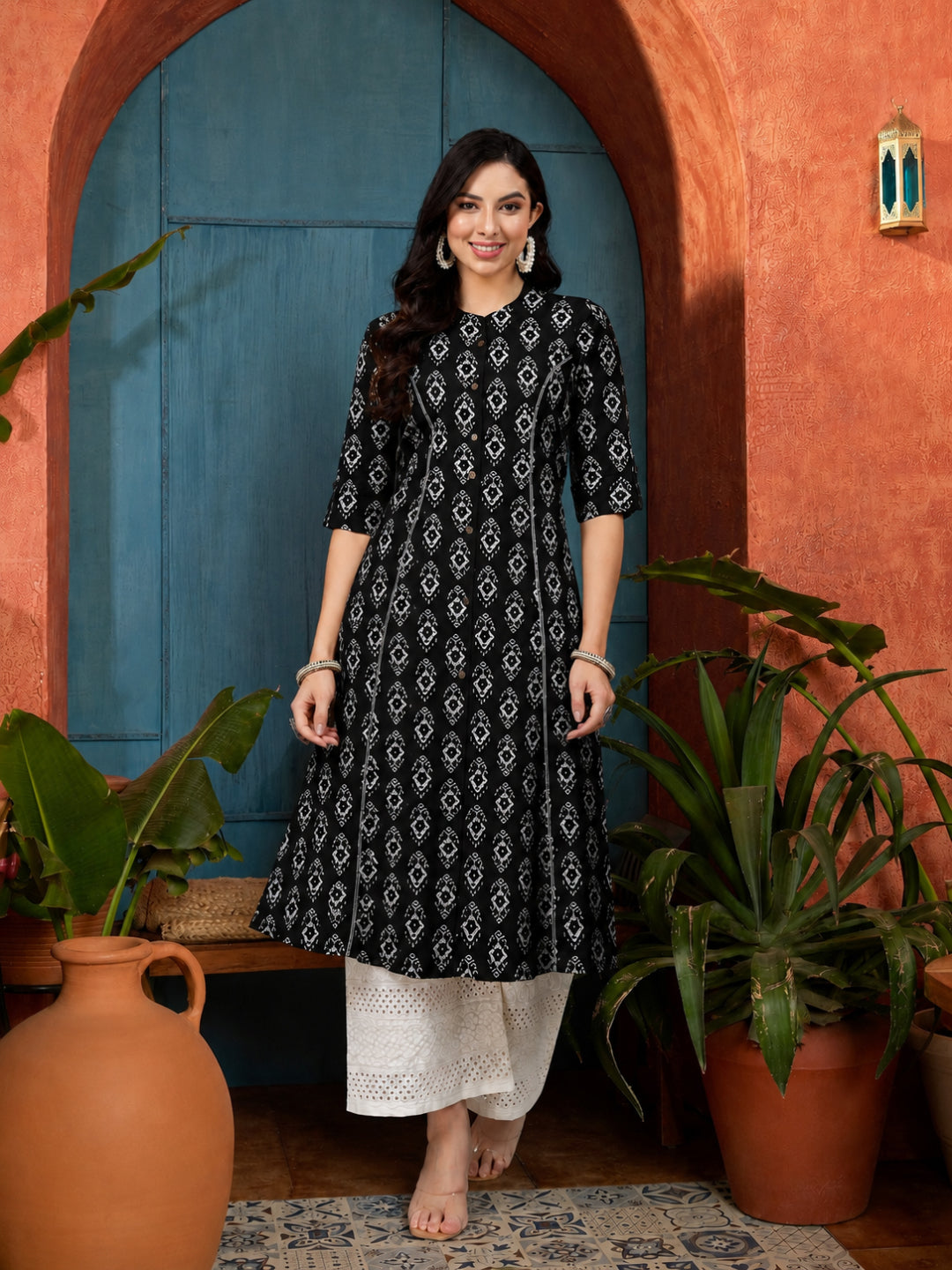 Ethnic Printed Rayon A-Line Kurta