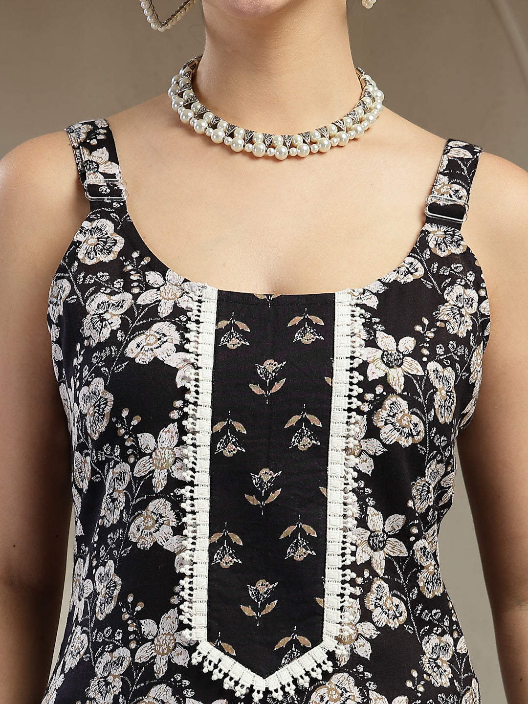 Floral Printed Cotton Straight Kurta