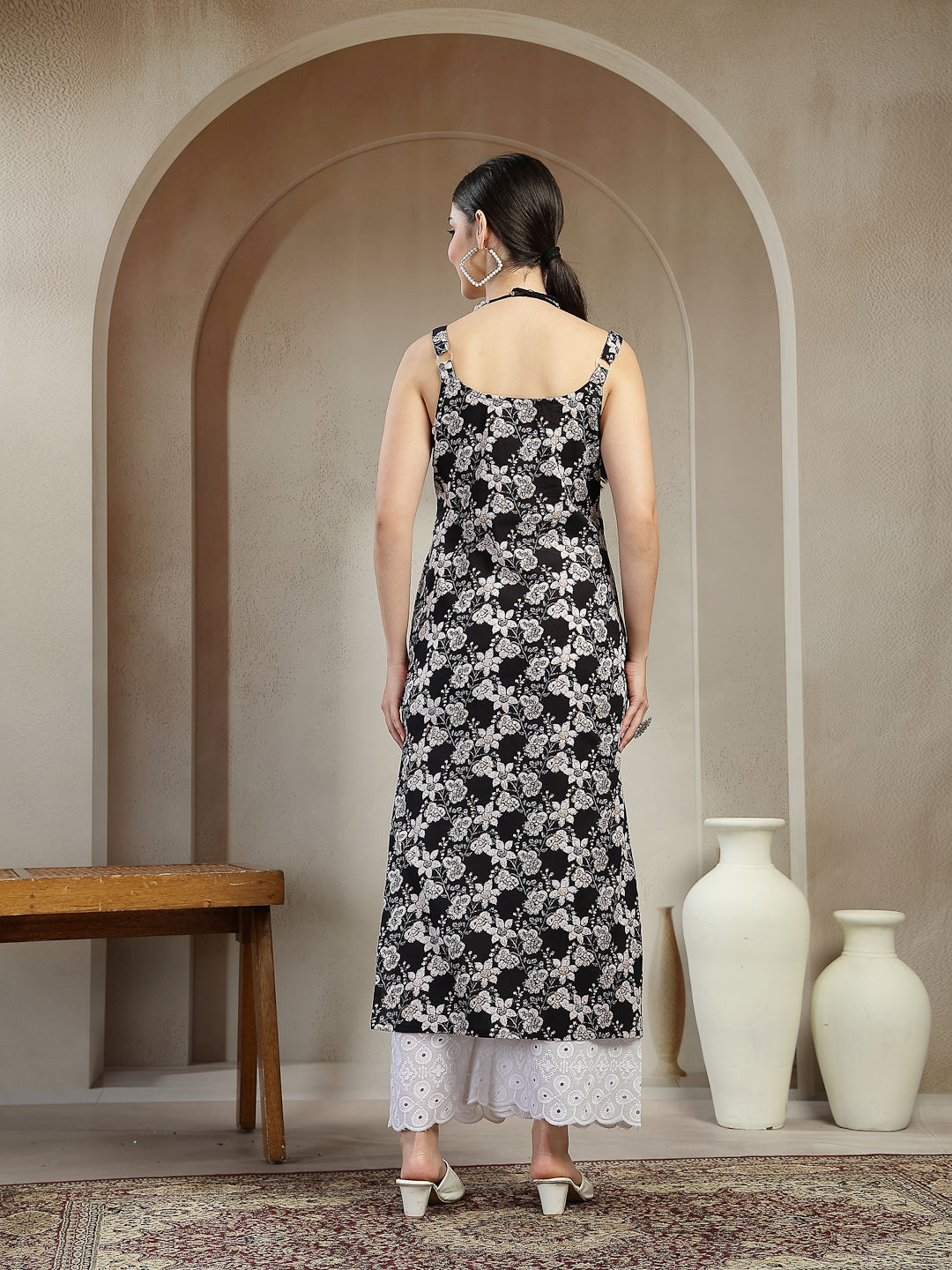Floral Printed Cotton Straight Kurta