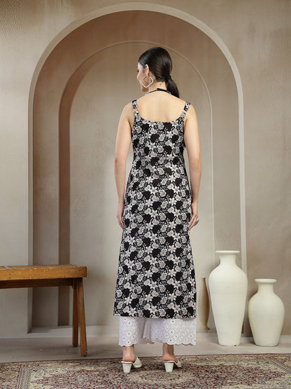 Floral Printed Cotton Straight Kurta