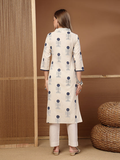 Geometric Printed Cotton Straight Kurta
