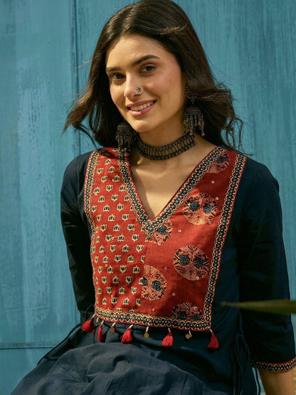 Solid Cotton Flared Kurta