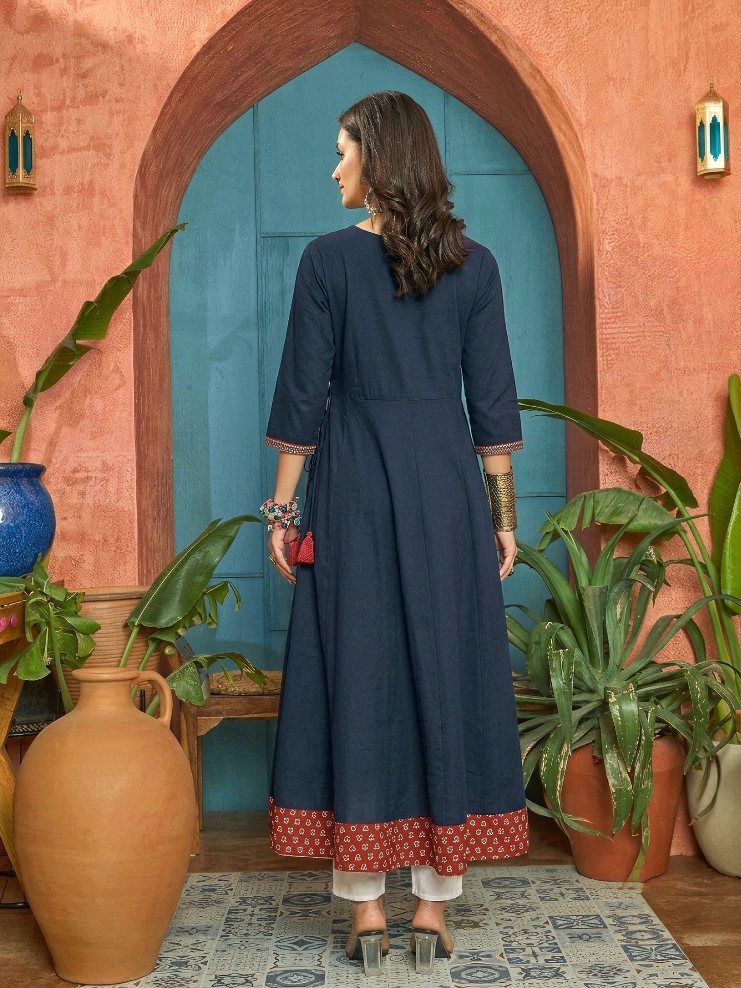 Solid Cotton Flared Kurta