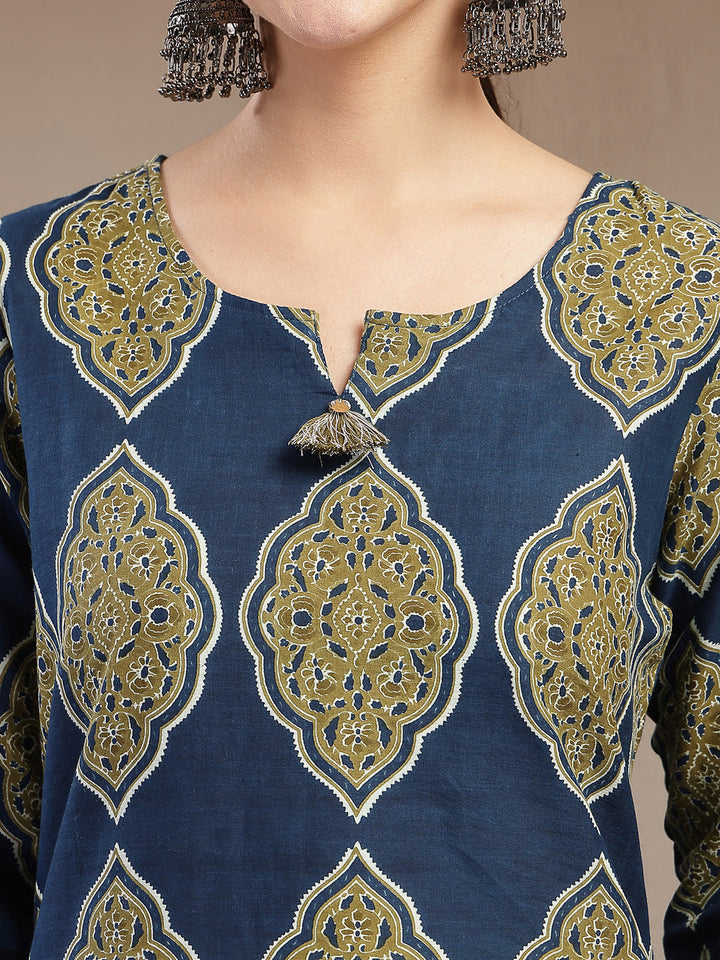 Ethnic Printed Cotton Straight Kurta