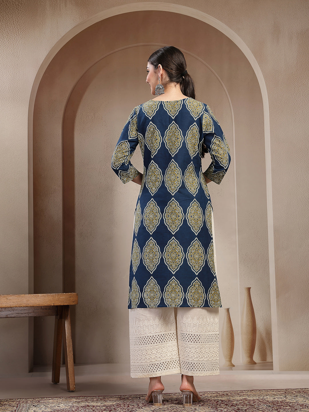 Ethnic Printed Cotton Straight Kurta