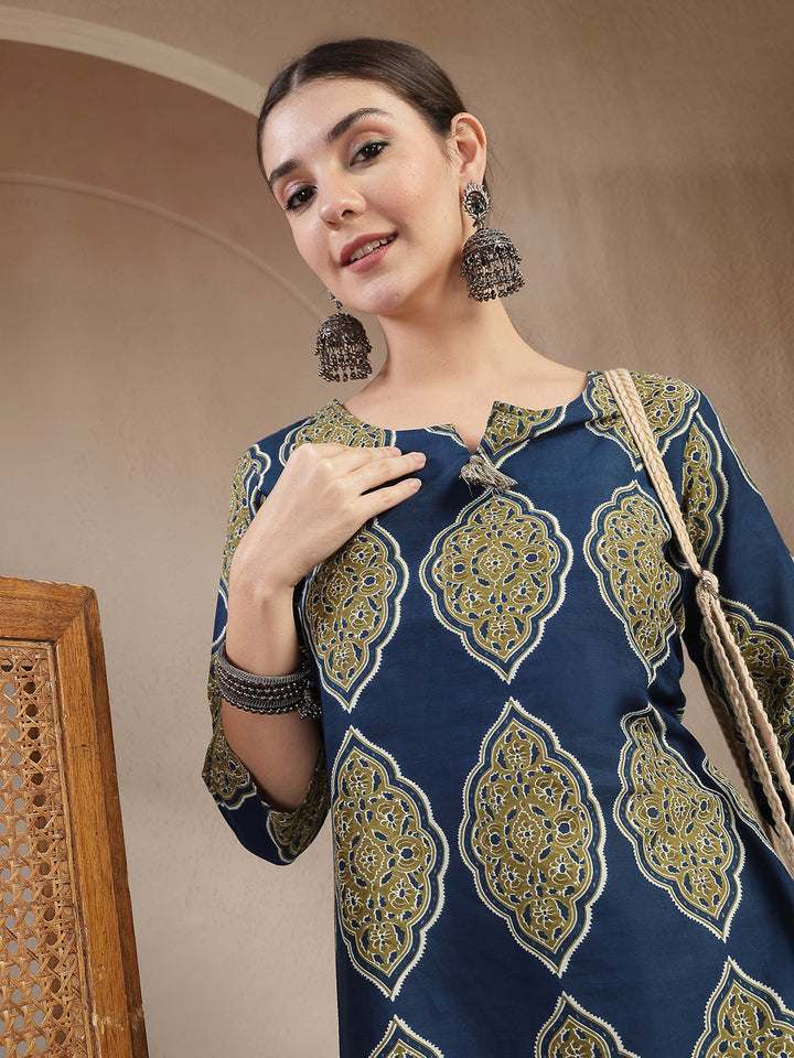 Ethnic Printed Cotton Straight Kurta