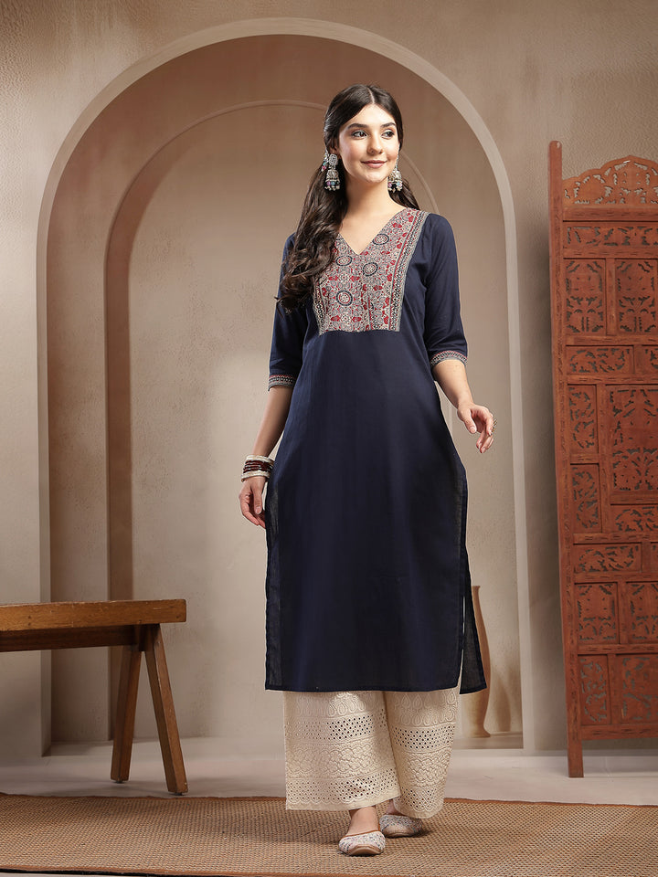 Solid Cotton Straight Kurta