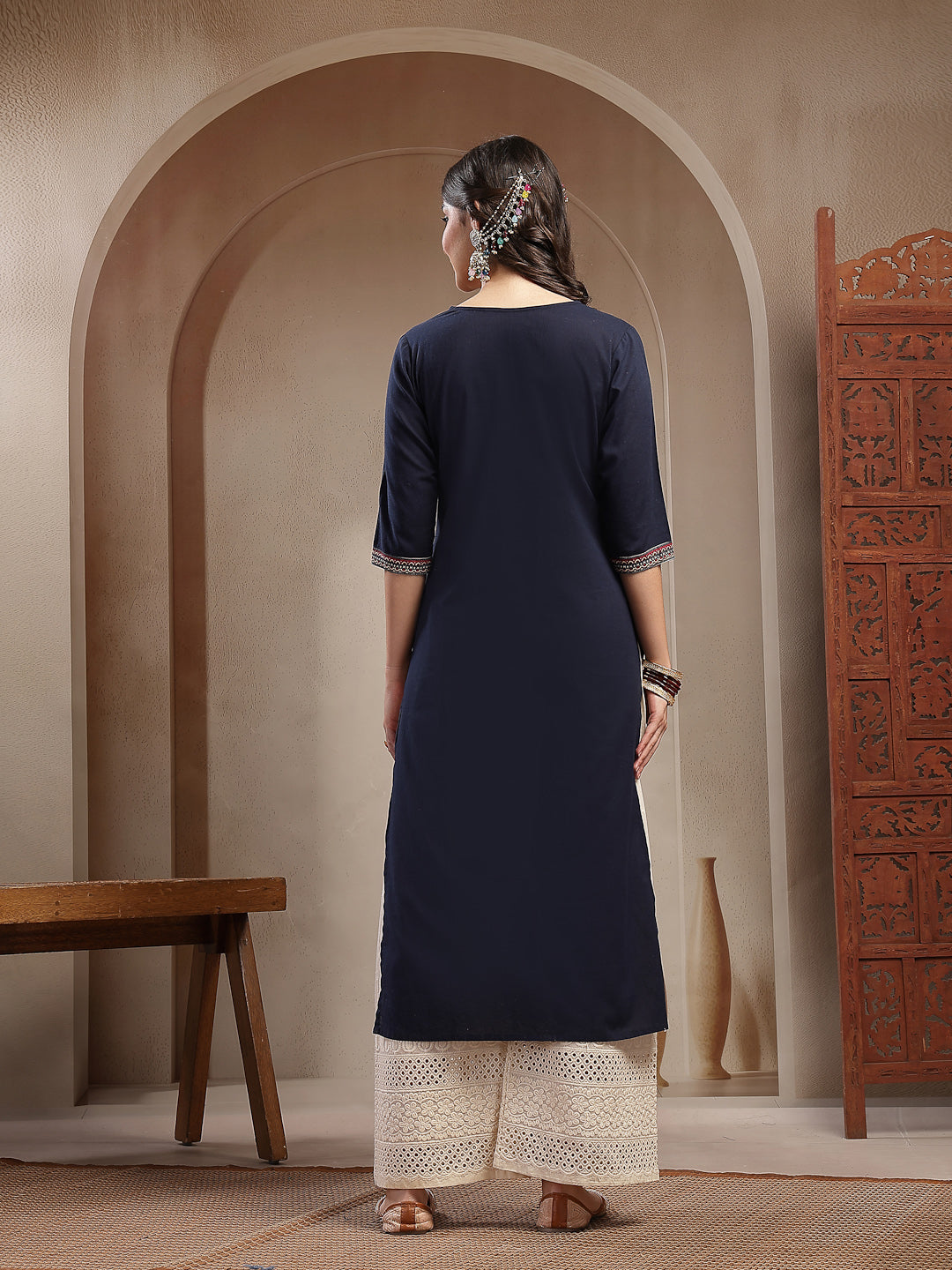 Solid Cotton Straight Kurta