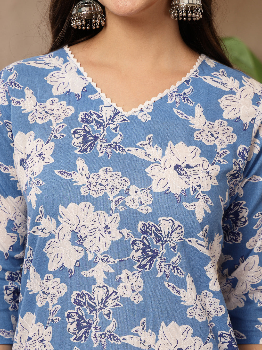 Floral Printed Cotton Straight Kurta