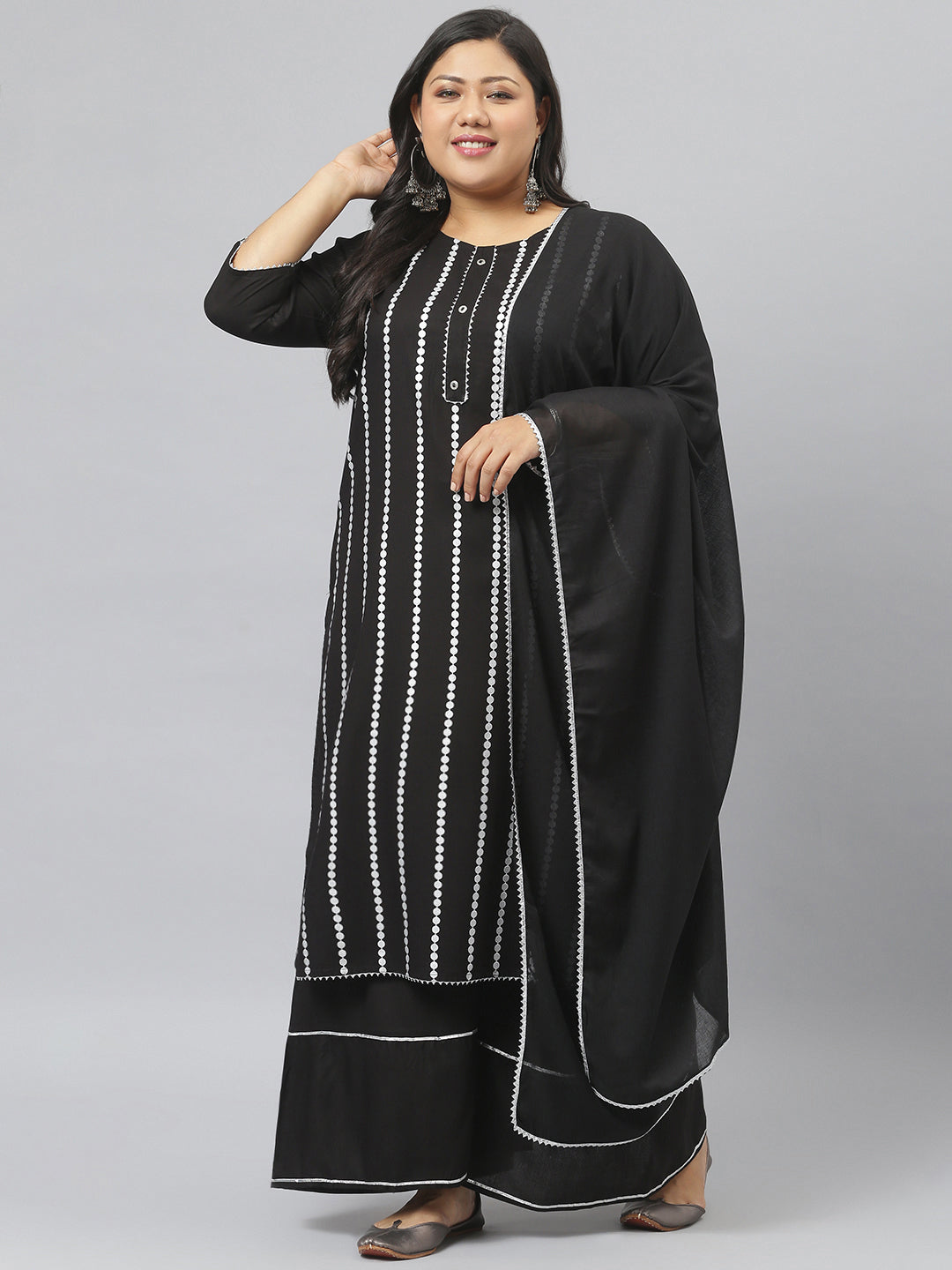 Women Printed Rayon Straight Kurta Sharara Dupatta Set (Pre-Order)