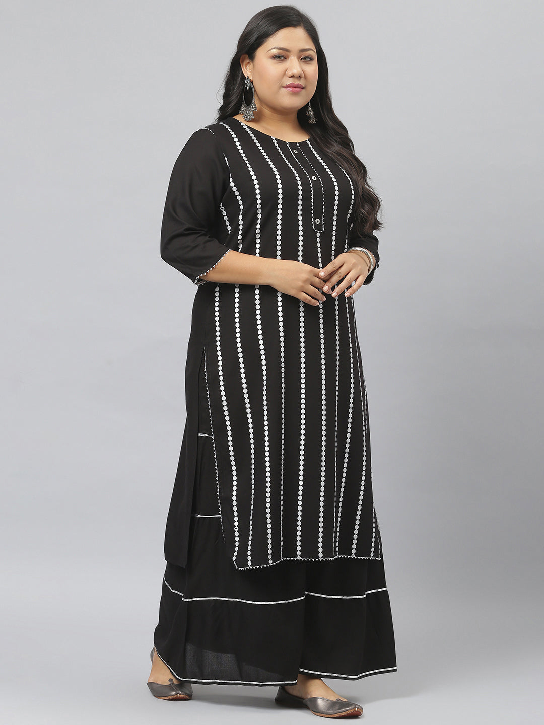 Women Printed Rayon Straight Kurta Sharara Dupatta Set (Pre-Order)