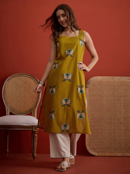 Block Printed Cotton Straight Kurta