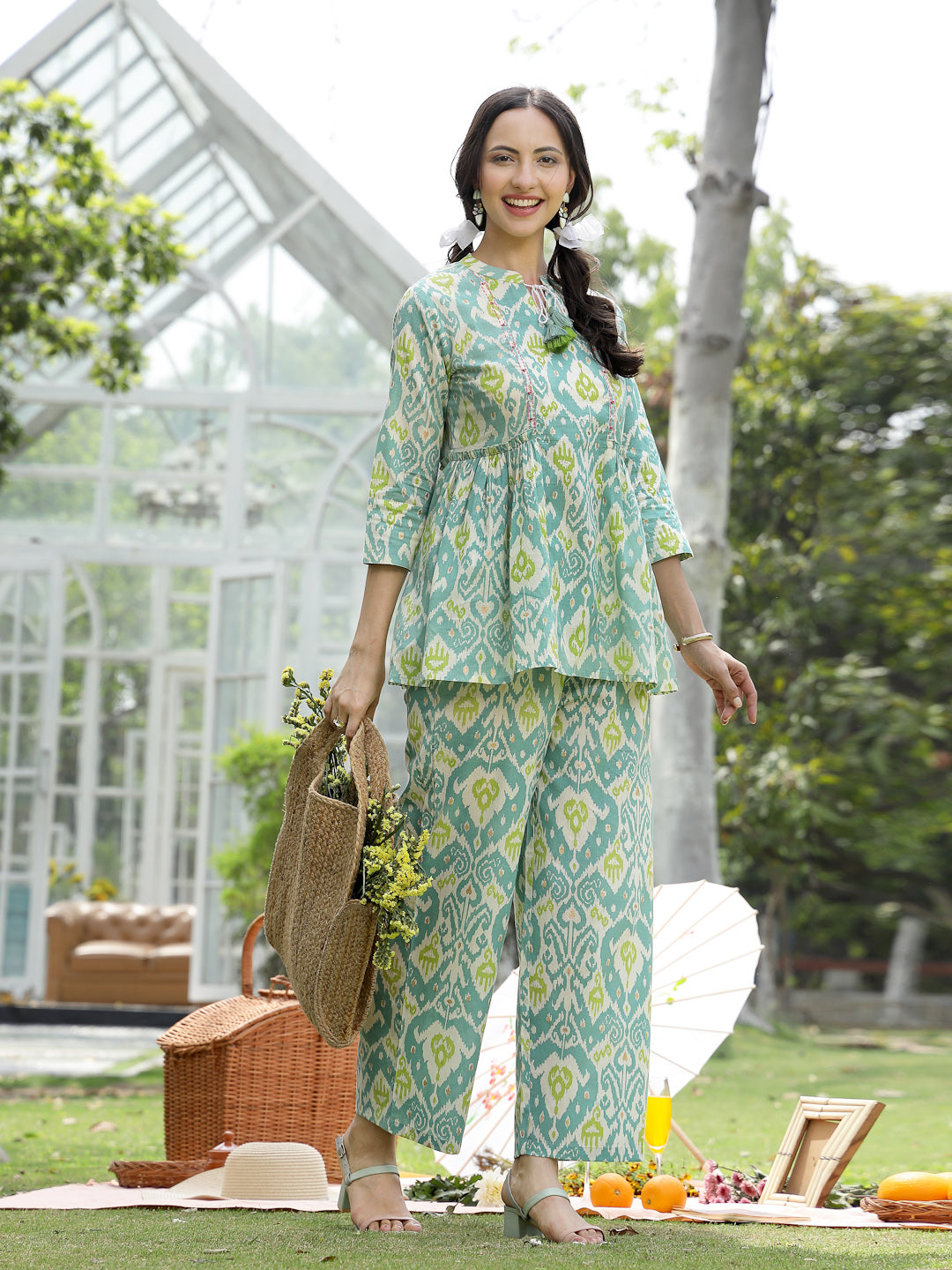 Ikat Printed Cotton Co-Ord Set