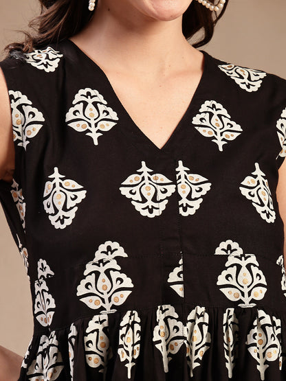 Black Floral Printed Rayon Co-Ord Set (Pre-Order)