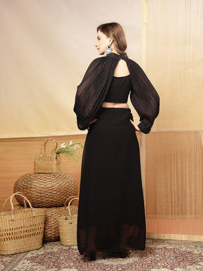 Solid & Embroidered Georgette Co-Ords Set